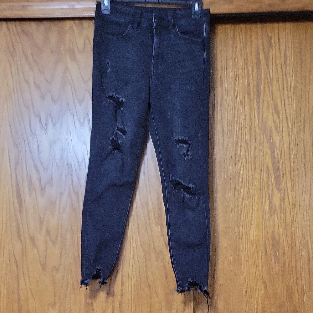 Black Ripped High Waisted Denim Skinny Jeans